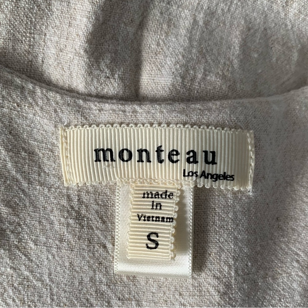 Monteau Buttoned Front V-Neckline Linen Blend Midi Dress - Picture 3 of 5
